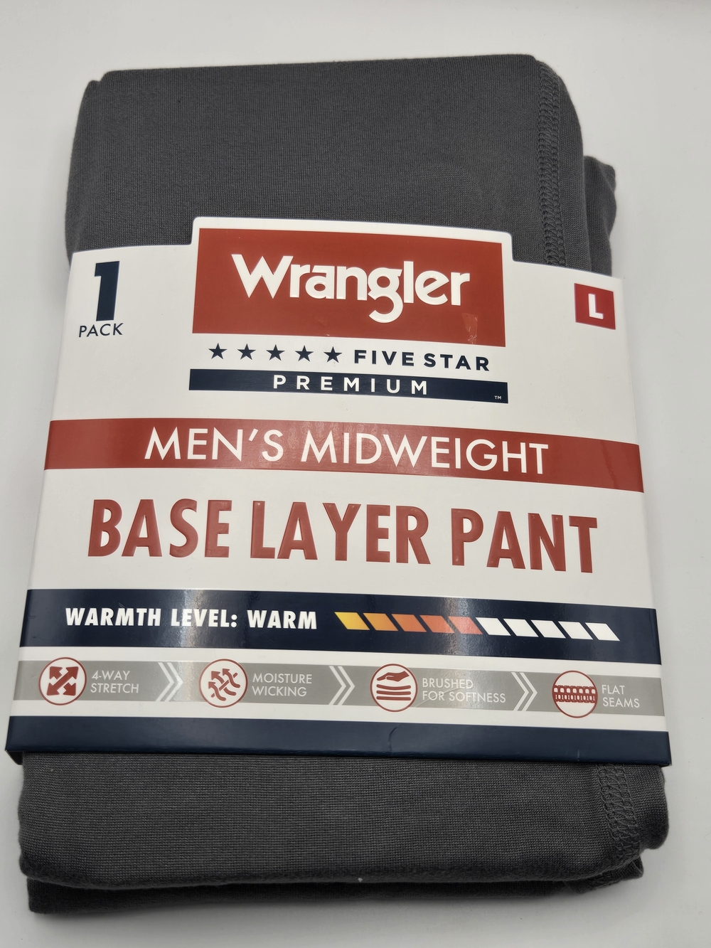 Set Of 2 Sz L Wrangler Men's Midweight Base Layer Pant - Gray